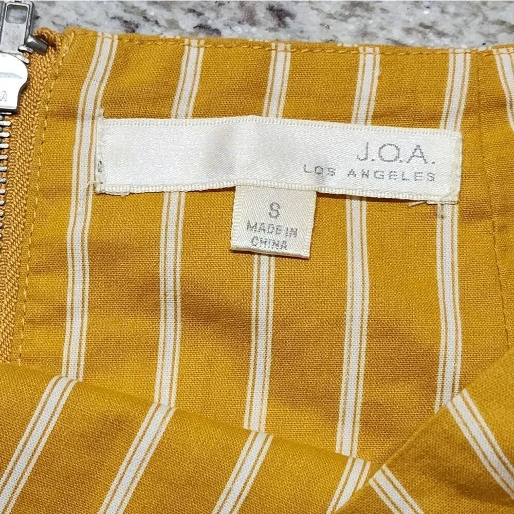 J.o.a mustard yellow and white striped asymmetrical skirt‎ size small